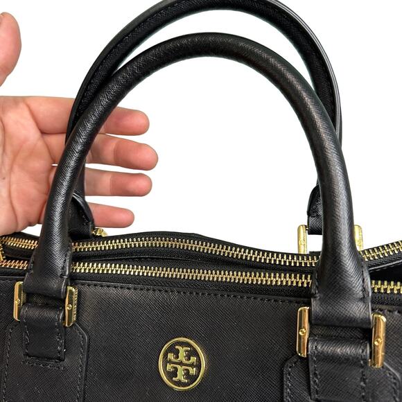 Tory Burch Robinson Double Zip Tote Bag in Black Leather - Picture 6 of 16